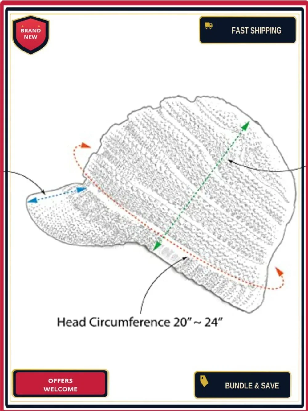 Ribbed Knit Beanie Hat with Ponytail Hole Stretchy Winter